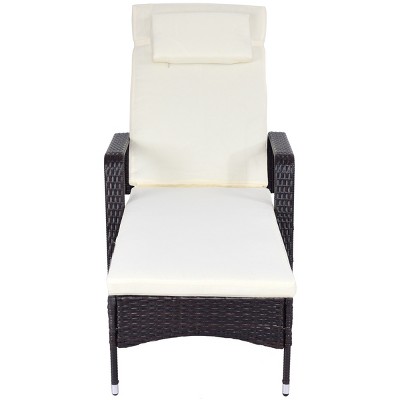 Tangkula Adjustable Wicker Patio Lounge Outdoor Rattan Cushioned Recliner
