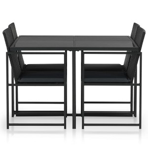 vidaXL 5 Piece Outdoor Patio Dining Set with Cushions, Poly Rattan Furniture, Square Table, Comfortable Chairs, Water-Resistant, Easy to Clean, Black - 1 of 4
