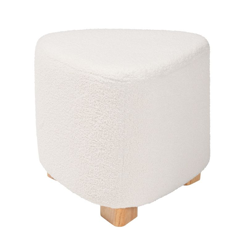 Baxton Studio Brielle Modern and Contemporary Ivory Boucle Upholstered and Natural Brown Finished Wood Ottoman, 3 of 8