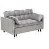 TiramisuBest Modern Velvet 3-in-1 Convertible Loveseat Sofa Bed with Rollaway Bed, Curved Backrest, Two Pillows, and Storage Pockets,Pink - 2 of 4