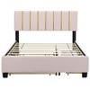 Okak Queen Bed Frame with Headboard, Upholstered Platform, 2 Drawers and 1 Trundle, Classic Bed Frame with Storage Design, Pink - 4 of 4