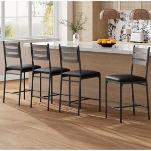Nasitip Bar Stools Set, Faux Leather Bar Chair with Back, Counter Height Bar Stools with Footrest for Kitchen Island - 1 of 4