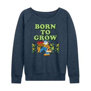 Women's - Garfield - Born To Grow Lightweight French Terry Wide Neck Long Sleeve Shirt - 1 of 4