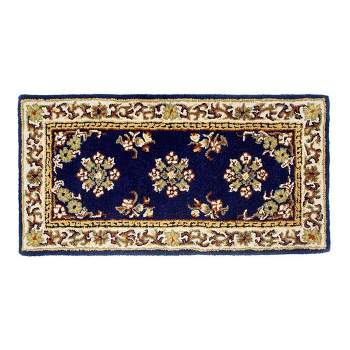 Plow & Hearth 2' X 4' Madrid Banded Half-round Hearth Rug, In Blue : Target