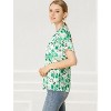 INSPIRE CHIC Women's Ruffled Short Sleeve Floral Mock Neck Summer Top - 4 of 4