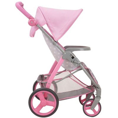 Cotton Candy Pink and Gray Polka Dot Doll Stroller Travel System