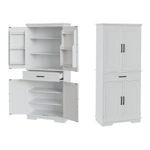 72'' High Kitchen Pantry Storage Cabinet, Freestanding Cupboard Storage Cabinet with Drawer, 2 Cabinets, 4 Door Shelves - 1 of 4