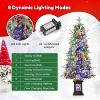 4.5ft Prelit Artificial Christmas Trees w/Warm Lights & Clusters Red Berry, Artificial Potted Xmas Tree w/8 Lighting Modes, Elk Base - 3 of 4