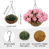 Artificial Hanging Geraniums Flowers 2-Pack, UV Resistant Outdoor Hanging Plants with Brown Baskets,Fake Flowers for Porch Patio Garden Decor - 3 of 4