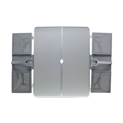 Silver Aluminum Folding Picnic Table with Seats and Umbrella Hole