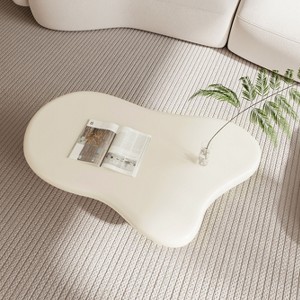 Okak Modern Cloud Shaped Coffee Table Curved Profile Design Coffee Table with Cylindrical Legs - 1 of 4