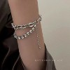 Silver-Tone Multi-Layer Curb Chain Bracelet with Cubic Zirconia, Edgy Jewelry for Women, Daily & Styling Occasions - 2 of 4