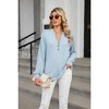 Coolmee Women's Long Sleeve Waffle Knit Shirts Dressy Casual Loose Button Up V Neck Henley Tops Fall Basic Blouse - 4 of 4