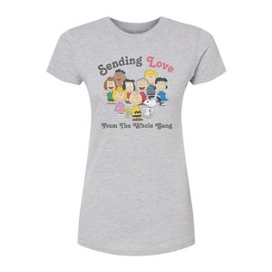 Women's - Peanuts - Gang Sends Love Fitted Graphic T-Shirt - 1 of 3