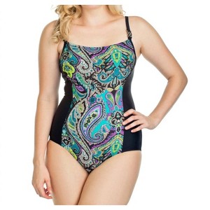 Women's Marrakesh Print Insert One Piece Swimsuit - It Figures - 1 of 2