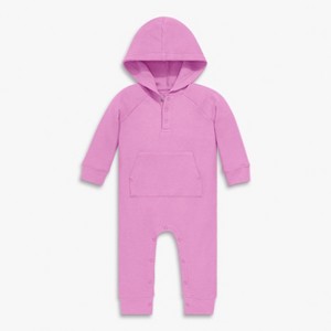 Primary Baby Heathered Waffle Henley Romper In Lilac Size 6-12 Months - 1 of 1