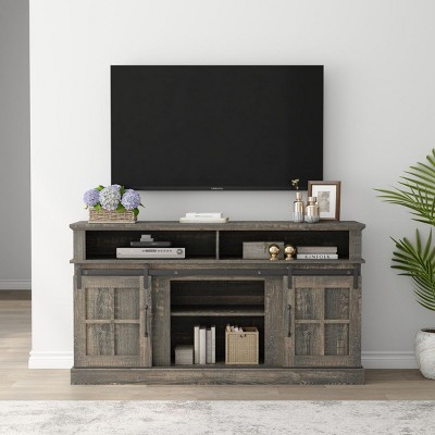 58 Inch TV Stand With Storage Cabinet And Shelves, Television Entertainment Center For Living Room-Cuddlewood