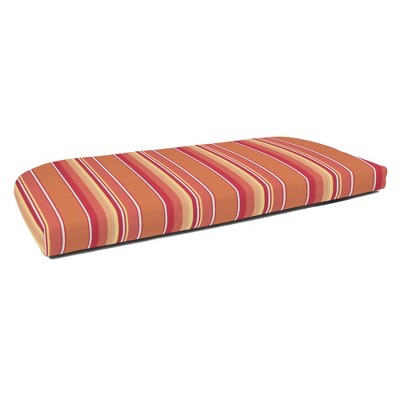 Casual Cushion Stripe Sunbrella Fabric 1-Piece Indoor/Outdoor Wicker Bench Cushion, 43.5"W x 19.5"L