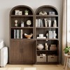 Arched Bookcase with Doors Tall Farmhouse Bookshelf 5 Shelf Cabinet with Shelves Wooden Bookshelves - 3 of 4