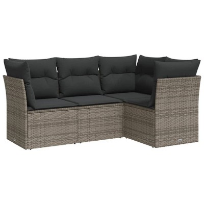 vidaXL 4 Piece Patio Sofa Set with Cushions - Gray Without Table