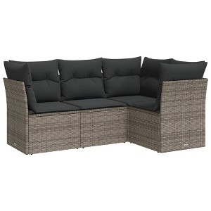 vidaXL 4 Piece Patio Sofa Set with Cushions - Gray Without Table - 1 of 4