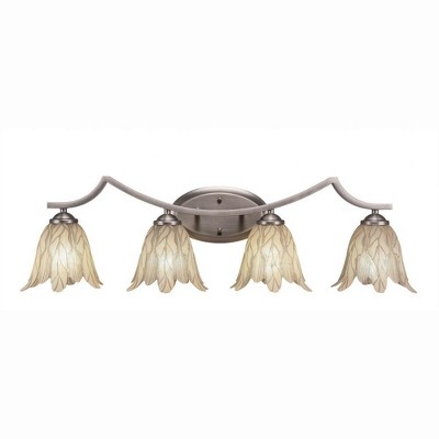 Toltec Lighting Zilo 4 - Light Vanity in  Graphite with 7" Vanilla Leaf Shade