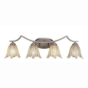 Toltec Lighting Zilo 4 - Light Vanity in  Graphite with 7" Vanilla Leaf Shade - 1 of 1