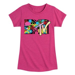 Girls' - MTV - Icon Collage Logo Fitted Short Sleeve Graphic T-Shirt - 1 of 3