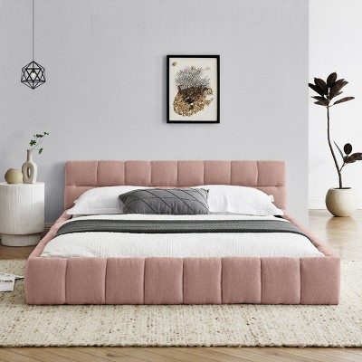 Queen Size Upholstered Bed with Headboard, Chenille Fabric Platform Bed for Modern Bedroom Spaces-Baofuwish