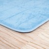 2pc Memory Foam Striped Bath Mat Set Blue - Yorkshire Home: Microfiber, Machine Washable, Quick Dry - 4 of 4