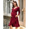 Women's Maternity Summer Bodycon Short Sleeve Mini Dress and Ruffle V-Neck 3/4 Sleeve Midi Dress - 2 of 4