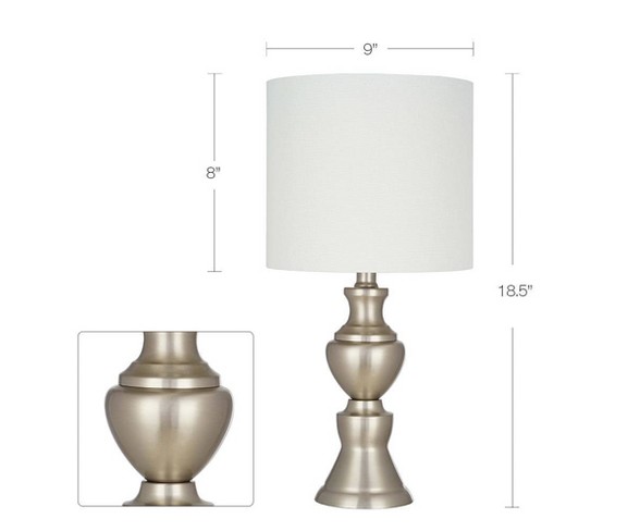 19" Metal Accent Lamp Nickel (Lamp Only) - Cresswell Lighting