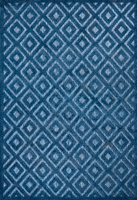 Navy Geometric Synthetic Indoor Outdoor Area Rug, 3 x 5