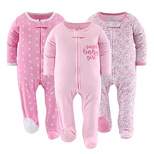 The Peanutshell Floral Love Footed Baby Sleepers for Girls, 3-Pack