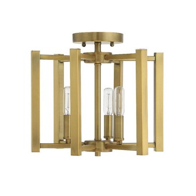 Savoy House Benson 3 - Light Semi-Flush Mount in  Warm Brass
