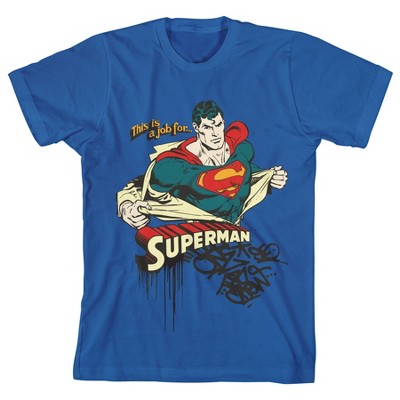 Superman Vintage Graffiti Artwork Youth Boy's Royal Blue T-shirt : Target