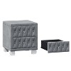 NicBex Modern Nightstand with Drawers,Velvet Bedside Table with Crystal Knobs,Night Stand with Button-Tufted,Side Table for Bedroom,Living Room - 3 of 4