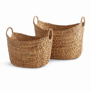Plum & Post Josette Water Hyacinth Baskets, Natural, Set of 2 - 1 of 4