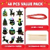 Joyfy 48-Pack Christmas Scratch Art Ornaments – Snowman, Snowflakes, Tree & Reindeer DIY Craft Kit for Kids, Rainbow Hanging Deco - 3 of 4
