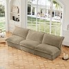 Upholstered Sectional Sofa, Modern 3 Seater Armless Sectional Sofa, Sectional Sofas with Corduroy Fabric and Wood Frame-Cuddlewood - 3 of 4