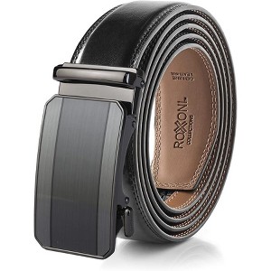 Roxoni Men's Genuine Leather Ratchet Dress Belt with Automatic Double Gloss Buckle, Enclosed in an Elegant Gift Box - 1 of 4