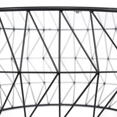 Malibu Modern 35" Round Coffee Table with Black Metal and Glass Top