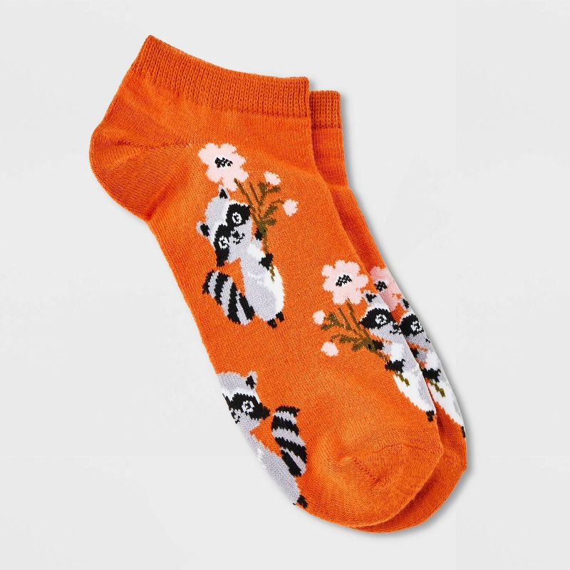 Women&#39;s Raccoons Low Cut Socks - Xhilaration&#8482; Orange 4-10, 1 of 4