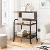 3-Tier Mobile Printer Stand w/ Charging Station & Adjustable Shelf - Rolling Cart for Home Office Printers, Fax, Scanners - 2 of 4