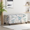 KTMBDW Storage Ottoman Foot Rest Stool, Floral Patterned Fabric Ottoman Footstool with Wood Legs and Hinged Lid, Foot Stool Bench for Bedroom - 2 of 4