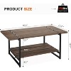 Homhougo 41" Large 2-Tier Gray Wood Coffee Table with Storage Shelf - Farmhouse Modern Rustic Metal Rectangle Center Living Room Coffee Table - 2 of 4