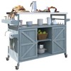 Ridstar 50.25 in. W Solid Wood Outdoor Kitchen Island with Stainless Steel Countertop, Spice Rack & Towel Rack-Grey - 4 of 4