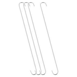 Unique Bargains S-shaped Extra Long Steel for Garden Bathroom Closet Hooks 4 Pcs - 1 of 4