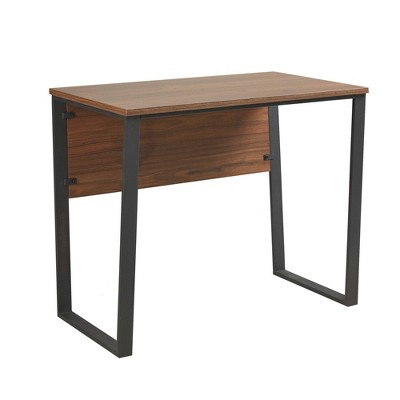 510 Design Carlyle Desk Dark Brown: Industrial Style, 38" Work Surface, Metal Frame, MDF Top