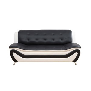 DOMETOUR Black & White Faux Leather 3-Seater Sofa - Modern Design for Ultimate Living Room Comfort - 1 of 4